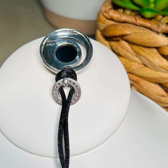 Vintage 925 David Sigal Sterling Silver & Onyx, Pavé CZ Leopard enameled Pendant - Picture 13 of 15